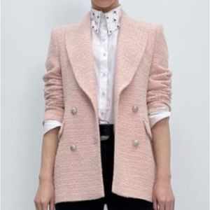 Zara light pink textured blazer